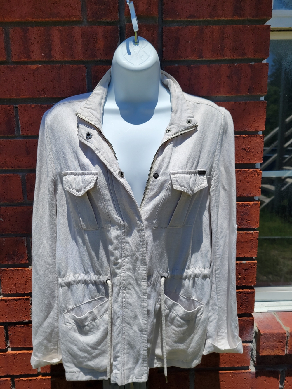 Max Jeans Light Beige Linen Blend  Utility Jacket Size XS